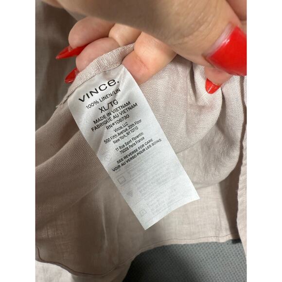 Vince 100% Linen Short Sleeve Button Up Shirt Light Pink XL - Picture 4 of 5